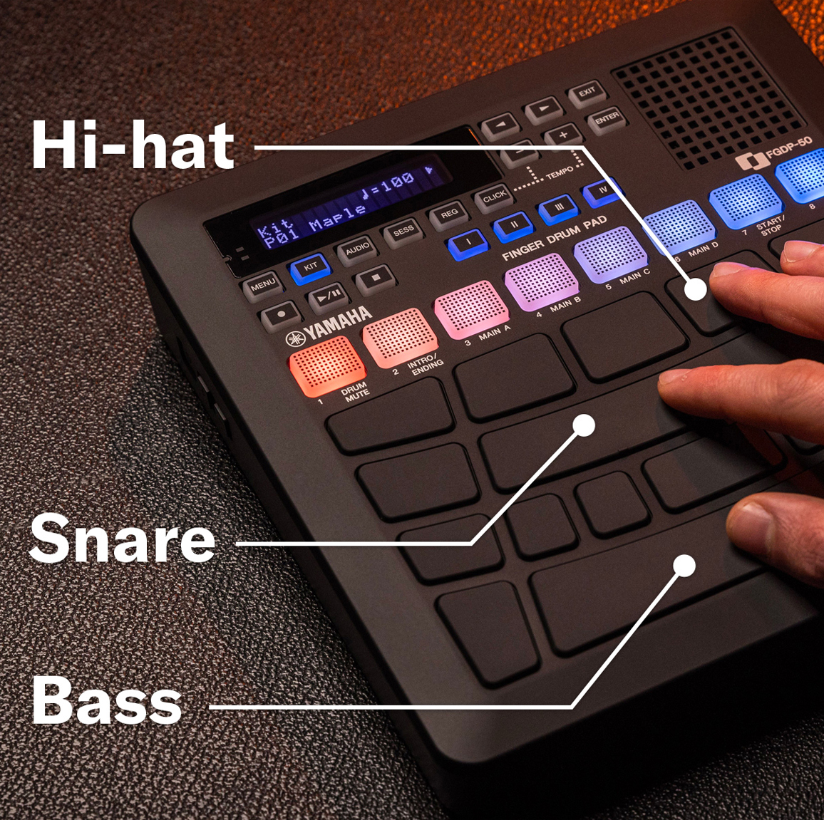Yamaha FGDP-50 Ergonomic Pad Layout